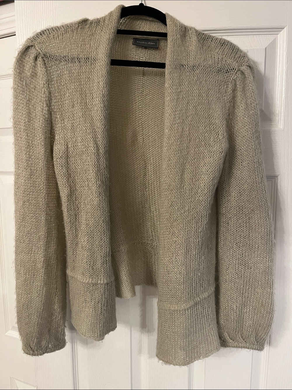 Wooden Ships Cream Open-Front Knit Cardigan